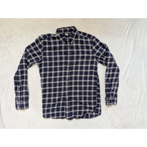 Mens French Connection Blue Flanel Plaid Shirt Size Medium M - Picture 1 of 9